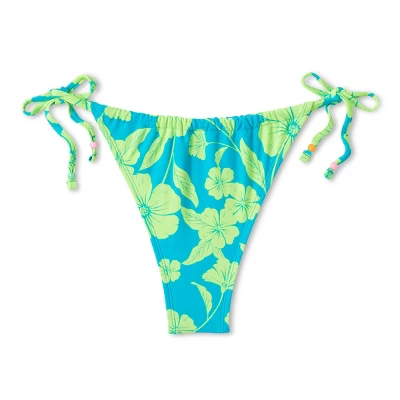 Women's Adjustable Coverage Bikini Bottom - Wild Fable⢠Blue/Green Tropical Print - Image 8